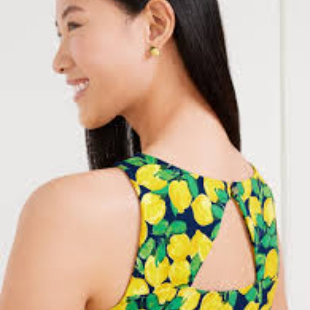 NWT Talbot's Women  Effortless Jersey Sleeveless Shift Dress - Lemon Bunches